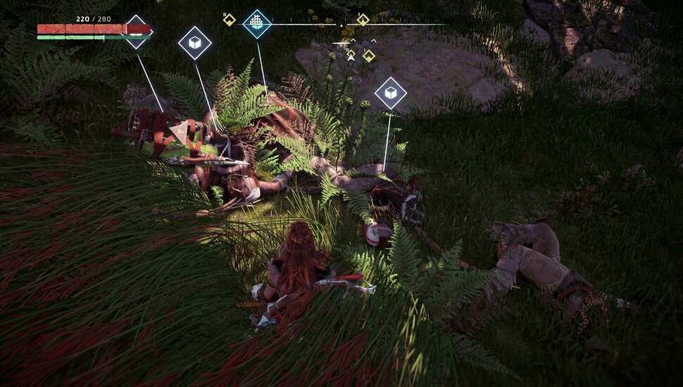 Horizon's AI can lack believability. Enemies keep falling for the same ambush tactics in the same spot, even when the bodies are literally piling up right in front of them.