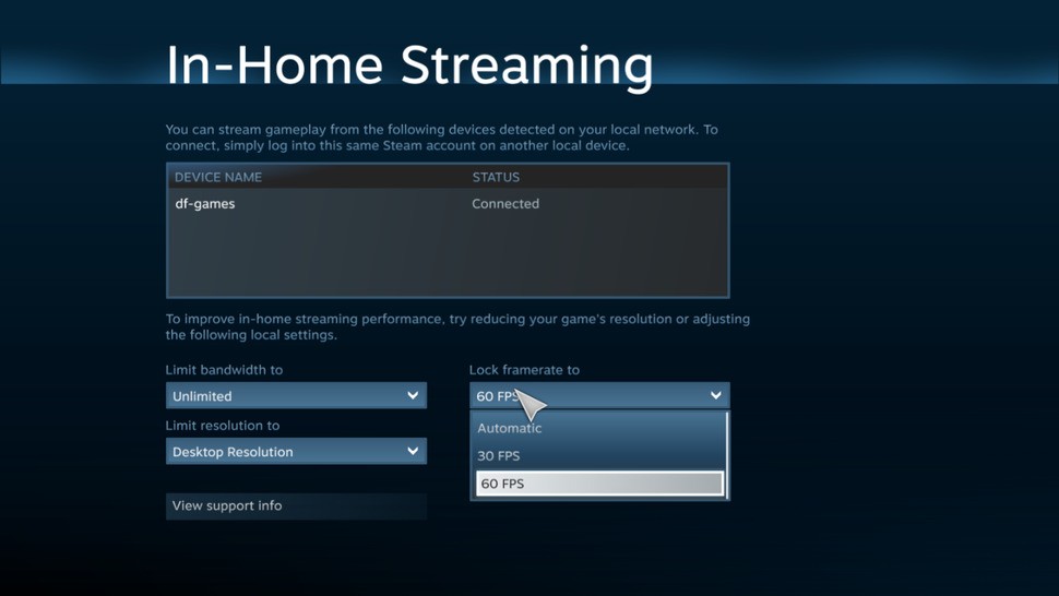 Frame-rate can be capped to 30fps or 60fps. Generally you get a more consistent experience at 30fps, but frame-pacing issues aside, 60fps is quite magical - and offers the lowest possible input lag