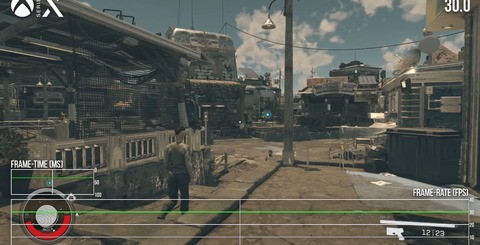 There are no outstanding performance concerns with Starfield on Xbox Series X. It runs flat-out at 30fps with consistent frame-pacing. Only areas of the larger cities can make a small dent on the 30fps target.