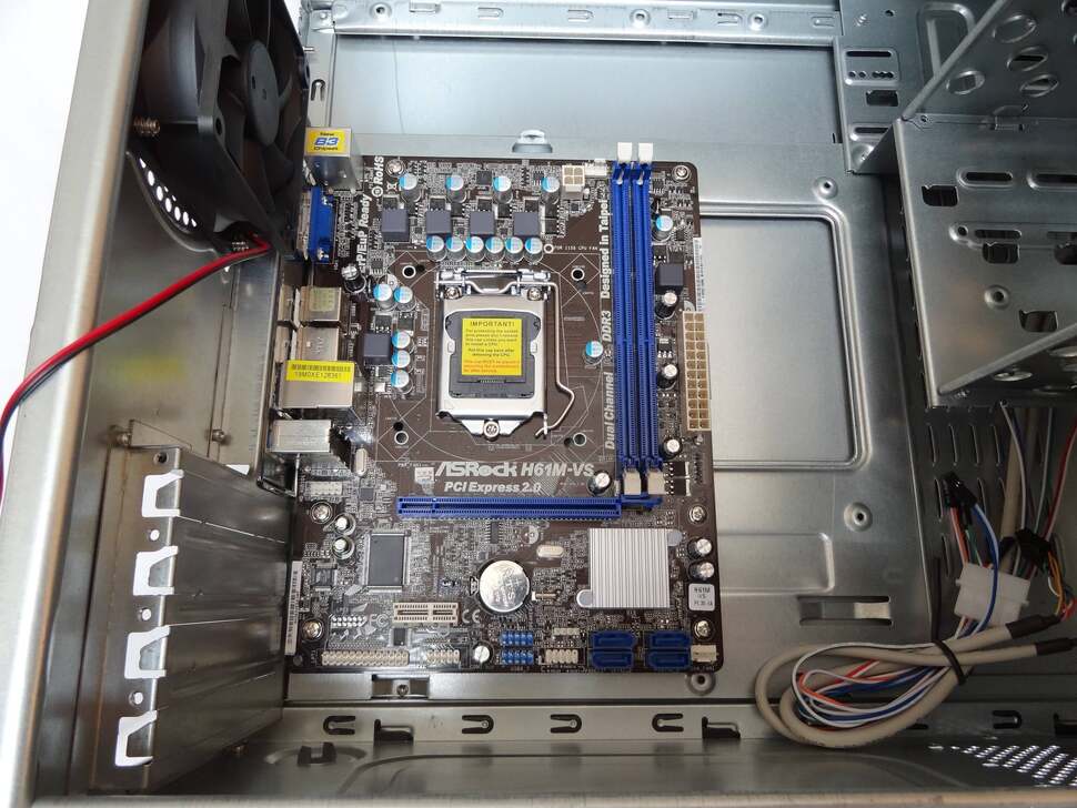 Installation of the MicroATX motherboard is straight-forward. Once the bronze-coloured pins are plotted out on its underside, it takes just six screws to attach to the case