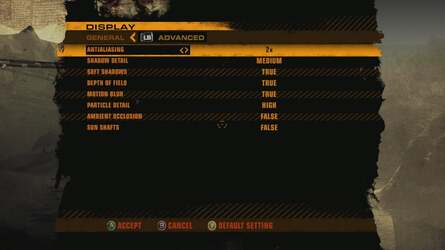 Red Faction: Guerrilla's settings for medium and high respectively. You really need to be looking at the high setting for a console-beating experience, but even then some texture filtering appears to be carried off better on both PS3 and Xbox 360.