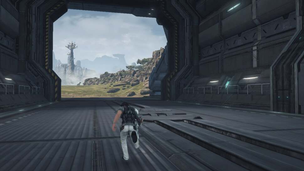 Xenoblade X makes use of low quality trilinear filtering which results in noticeable blurring of textures at oblique angles