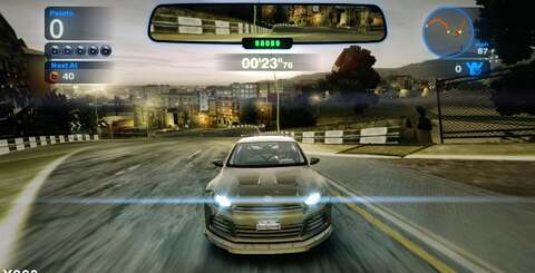 Xbox 360's decent scaler operating at 1080p up against native resolution on the PC version of Blur. Higher frame-rate and resolution enhances the experience for top-end PC gamers.