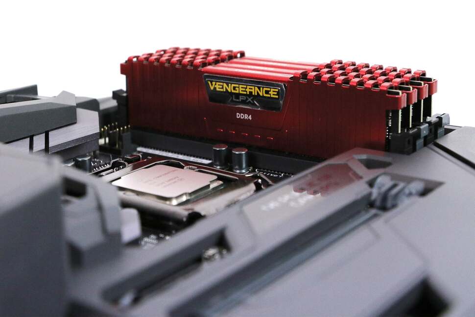Memory in our test rig takes the form of four 4GB 3000MHz DDR4 modules provided by Corsair