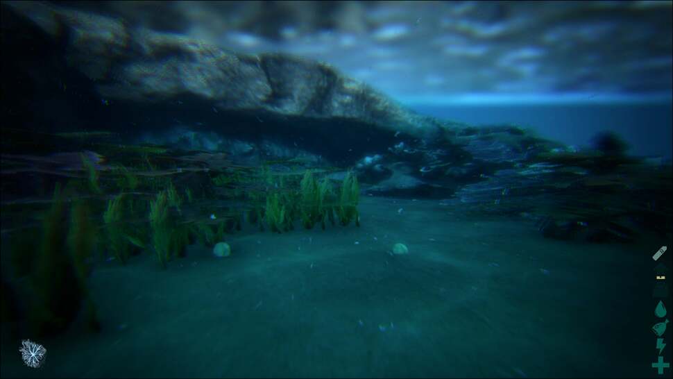 Depth of field and chromatic aberration are used to enhance the look of underwater scenes. Here, these effects are deployed so that long distance visibility is limited, while the environment takes on a smooth distorted appearance