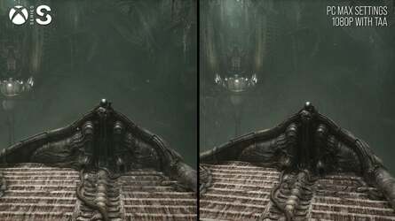 Xbox Series X presents nigh-on identically to the PC version running FSR 2 quality mode at 4K, while Series S on the right is a match for PC at 1080p with straight TAA. Click on the images for higher resolution versions.