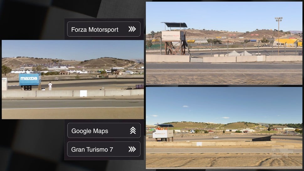 Forza seems to show Laguna Seca later in the year, with less vegetation and a browner appearance versus Gran Turismo. Still, the track looks excellent in both games.