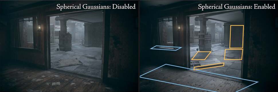 Here's how the spherical gaussian technique actually affected the in-game graphics.