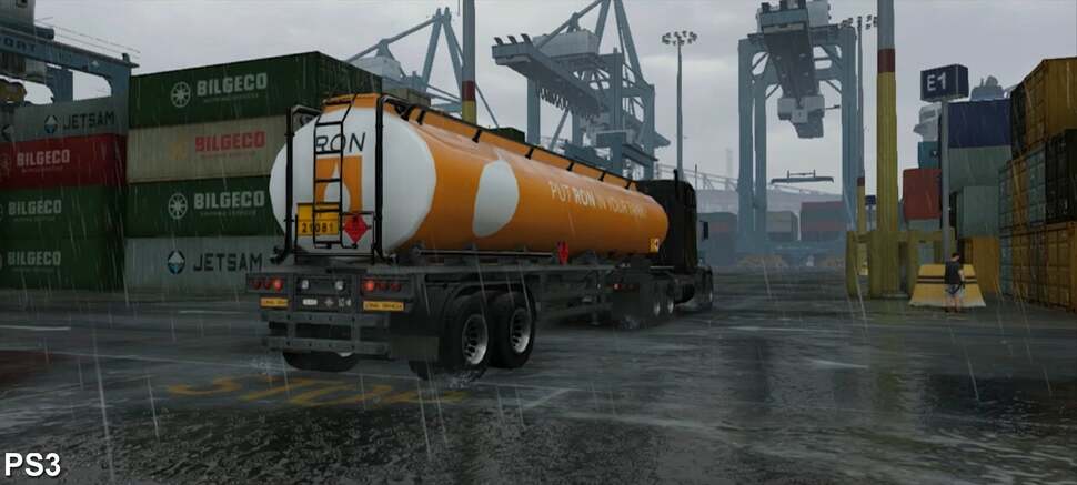 Yet another truck enhanced with additional geometry and improved shading. We can also see the increase in particles sprayed by the truck as it passes by