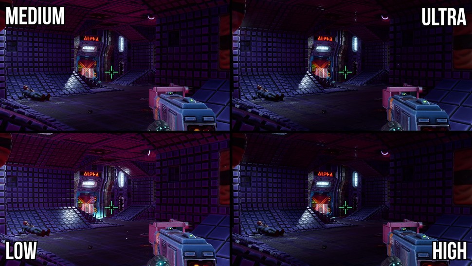 There isn't a huge difference between medium and ultra settings, although low does come with some more noticable cutbacks