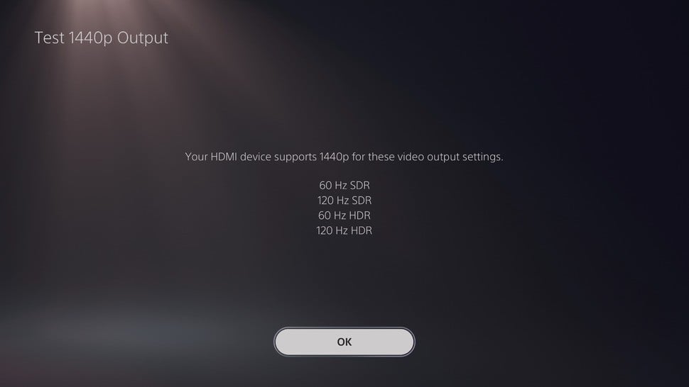 A test cycle is required to enable 1440p, allowing the PS5 to figure out which refresh rates are supported at 1440p resolution and whether HDR works or not