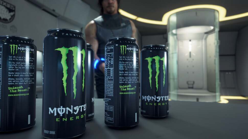 Monster branded Energy Drinks make an appearance - much like Calorie Mate meals in certain Metal Gear titles - but this time, the PBR materials and high polygon models give the impression of a perfect replica of the real thing
