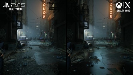 Asphalt textures that appear on PS5 appear to be missing on Series X in some scenes - though this does make these areas run better on the Microsoft console.