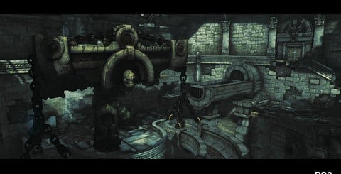 The PS3 version of Darksiders 2 features occasional use of higher-resolution textures in some scenes, while the botton shots show how the inclusion of additional lighting enhance certain effects on the 360.