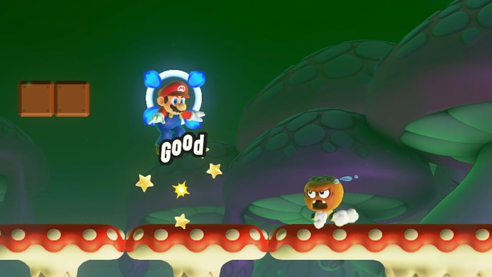 This Goombrat is terrified after seeing his brother vanished by Mario in front of his very eyes.