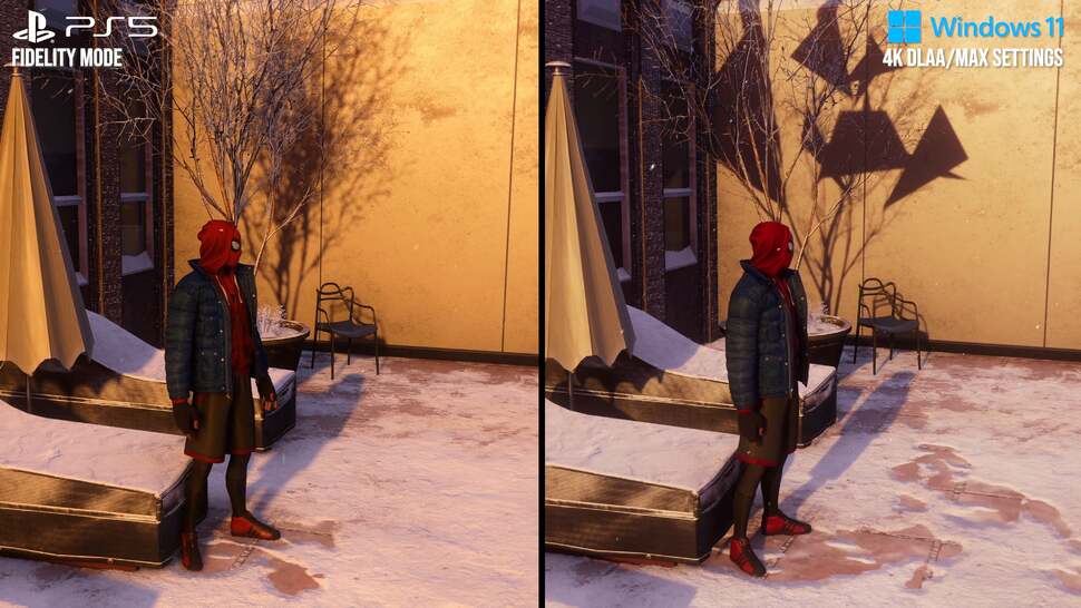 In very rare scenarios, RT shadows can highlight the low geometry of the BVH structure used to generate the RT effects in the game