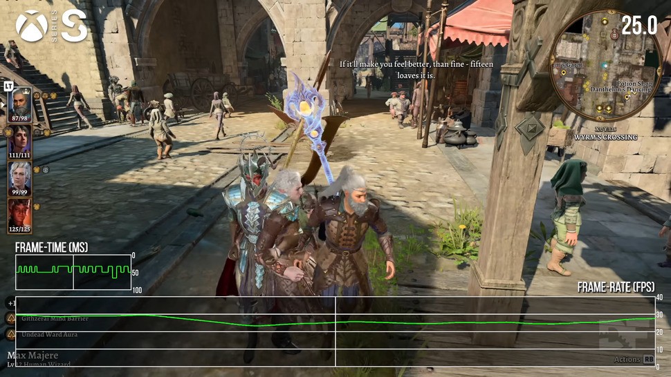 Series S performance is very similar to the Series X - not perfect, especially in CPU-limited scenes, but perfectly playable.