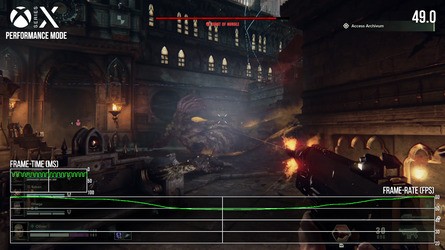 Performance mode on Series X tends to operate in the 50-60fps region, but the obvious stuttering seen in the quality mode is just as impactful here.