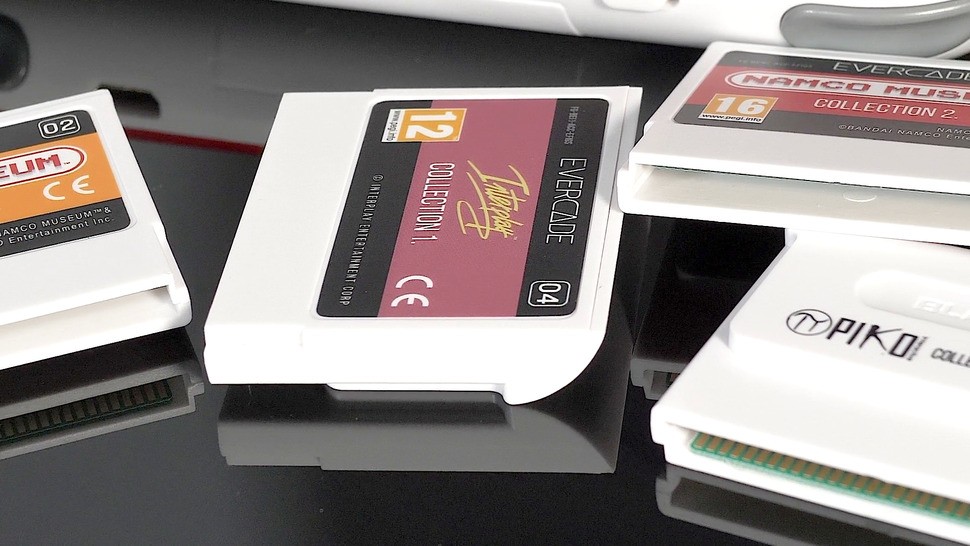 Here's a look at a stack of Evercade carts