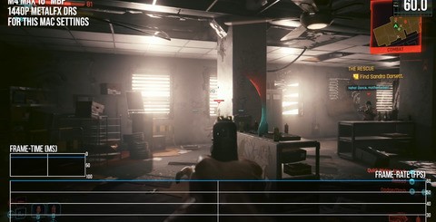 On the MacBook Pro 16 with the M4 Max processor, the "for this Mac" setting delivers 1440p output using MetalFX upscaling with dynamic resolution scaling, RT disabled and targeting 60fps. The game runs at full performance level from battery, lasting 78 minutes - impressive stuff.