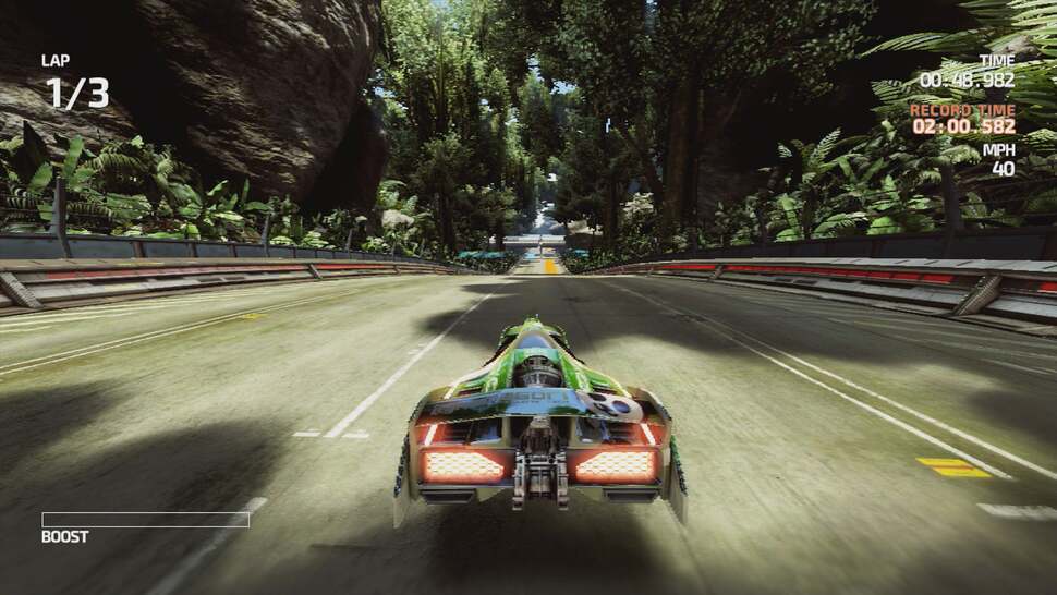 ESM Shadowmaps are a good fit for Fast Racing Neo. Any visible artefacts become difficult to see during gameplay and the softer edges work well within the aesthetic of the game