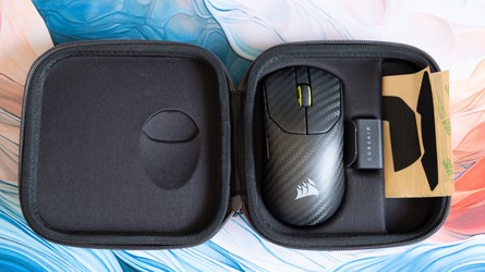 Left: the Sabre V2 Pro CF comes with a nice case, with room for the mouse, its wireless dongle and other bits. Right: the underside of the mouse includes a DPI button and a selector for Bluetooth support, something missing from the vanilla V2 Pro. 
