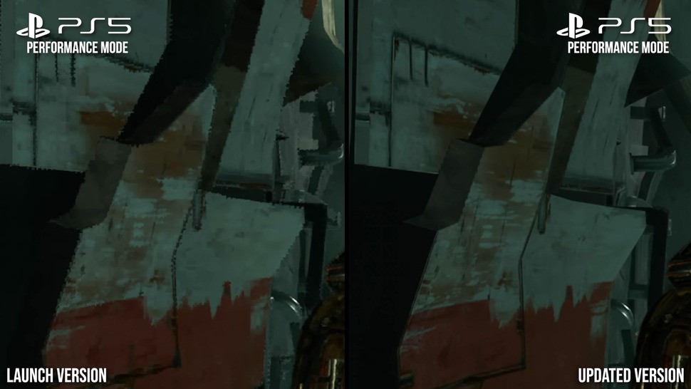 Here's a close-up that shows what we're talking about - launch version on the left, patched on the right