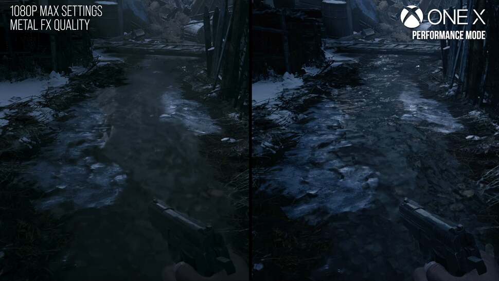 Animated water is another challenge for the latest generation of smart upscalers - and MetalFX Quality has similar problems to rival technologies here