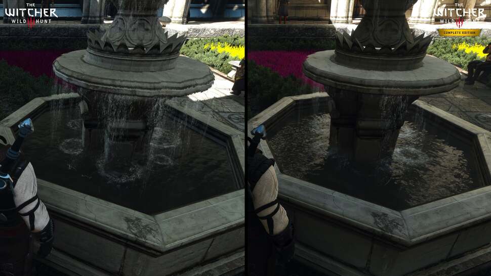 Even smaller bodies of water, like fountains, benefit from RT reflections