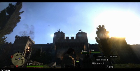 The blending of low-resolution alpha buffers causes some odd side effects, such as dithered transparencies and slightly misplaced pixels on a few objects (top). The accomplishing lighting solution, which encompasses a real-time day/night cycle, is further enhanced by the use of both light shafts and lens flare (bottom).