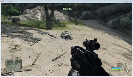 Although the static nature of the screen barely tests the encoding algorithm, there's no denying that OnLive looks respectable running Crysis.