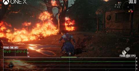 An inconsistent 30fps on Xbox One X at 1080p vs 60fps with dips on Series S at 900p - it's still a Series S win as assets seem downgraded on the older machine, despite having much more memory. It seems that last-gen consoles just get less care and attention in some cases.