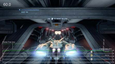 Using a shot from our original performance video, we can see the difference between the current version of the game and the original shipping build - this segment sees a doubling of frame-rate. Click on the thumbnails for full resolution imagery.