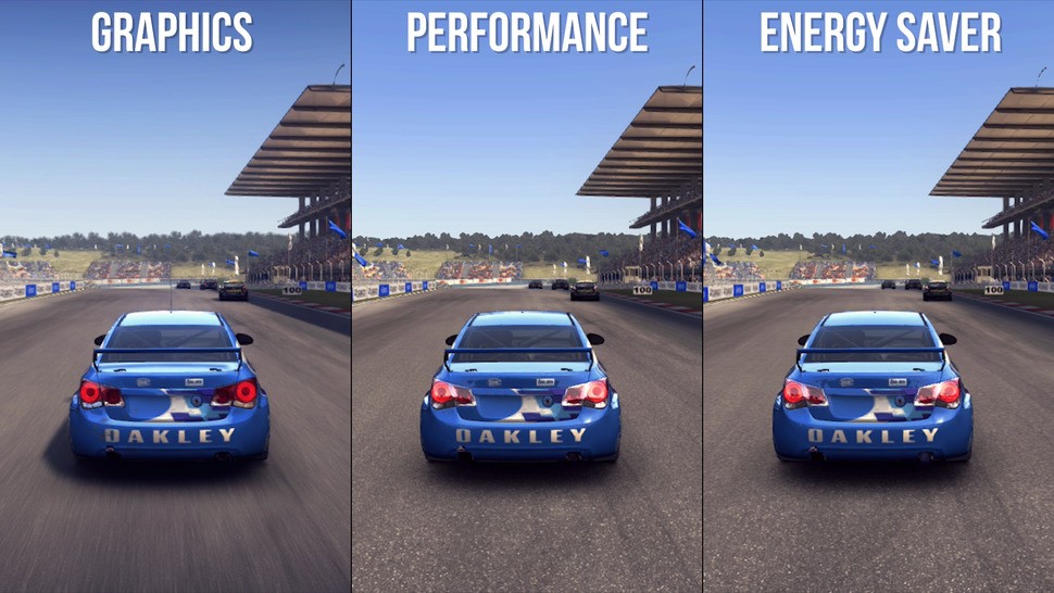 The portable mode gets the same options, plus a third - energy saver - which pares back visuals significantly to reduce GPU load and increase battery life