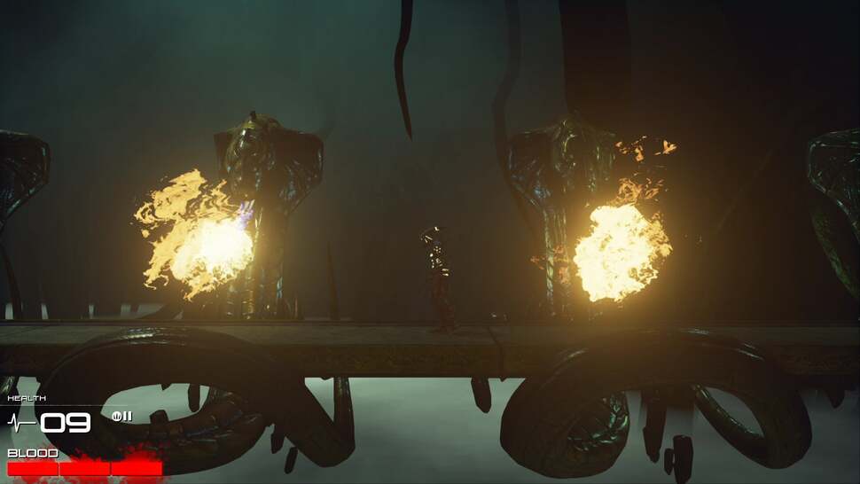 Alpha-based effects such as fire and magic cast light sources across characters and the environment. Here the flames add a mild glow to the surroundings