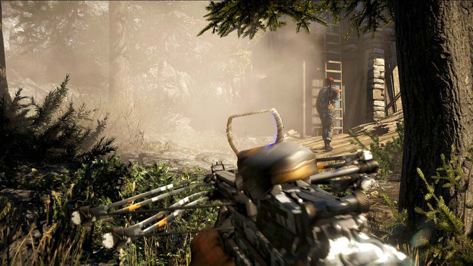 PS4 users are treated to per-object motion blur - as shown on this crossbow in full sway - in tandem with a full-screen implementation for camera whip-pans.