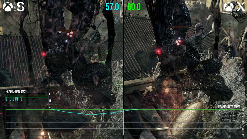 Xbox Series X benefits to a far lesser degree than Series S since it runs at a matching 900p and 60fps - albeit with a few rare drops smoothed over.