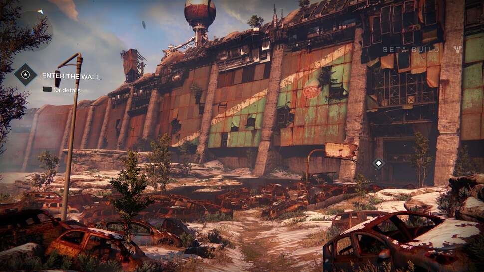 Landscape details run far into the distance, and the PS4 beta build continues to handle level-of-detail scaling admirably. At the initial wall area, we only see faint pop-in for rubble and ferns