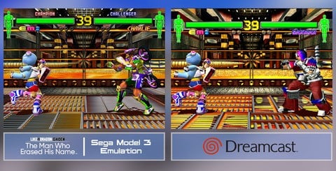 Long thought to be virtually 'arcade perfect', Fighting Vipers 2 on Dreamcast actually has a range of geometry, texture resolution and effects cutbacks. They're hardly intrusive to the gameplay but they are there.