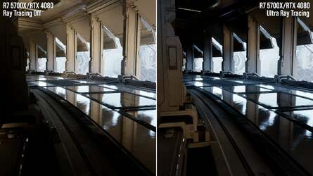 The PC version running at ultra settings shows the impact of ray tracing, with much improved shadow definition, ambient occlusion, and more detailed armour reflections. Sadly the impact of RT is greatly lessened on consoles like PS5 and Series X, and the mode introduces software freezes at present.