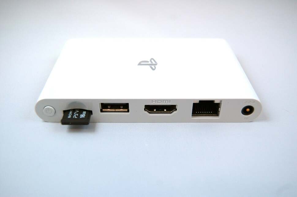 In turn, from the left: the power button, memory card port, USB 2.0, HDMI output, Ethernet jack and 5v power input