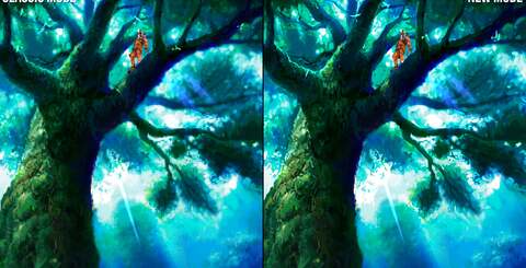 On the top-left, the Chrono Cross original and AI upscaled modes compared. The other three images show alternative AI visualisations of the same content. Click on the images for higher resolution.