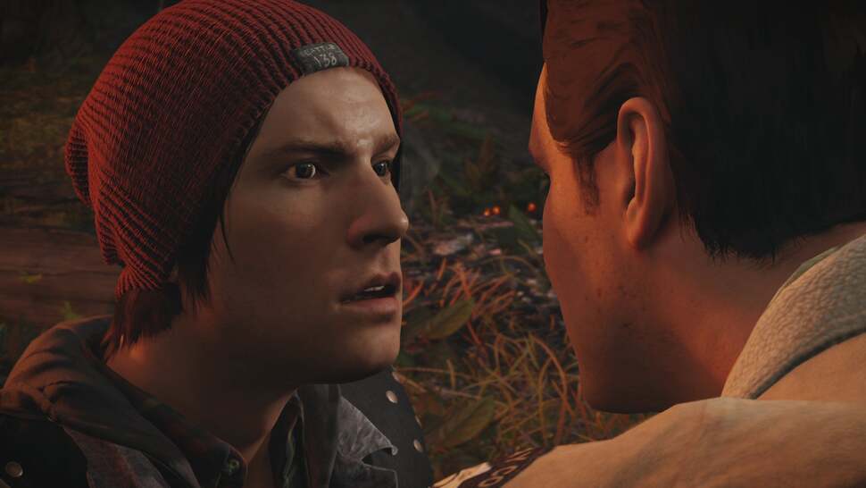 The 'infamous' 7,500 polygon beanie hat, attached to the 60,000 polygon Delsin model. The models don’t quite trouble the uncanny valley but the lush detail level is clear to see