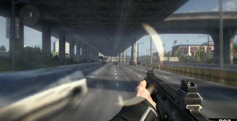 The fall-off transistions in fog are more adeptly handled on Xbox 360 (top), while the PS3 has some pixelisation issues with the motion blur effect (bottom).