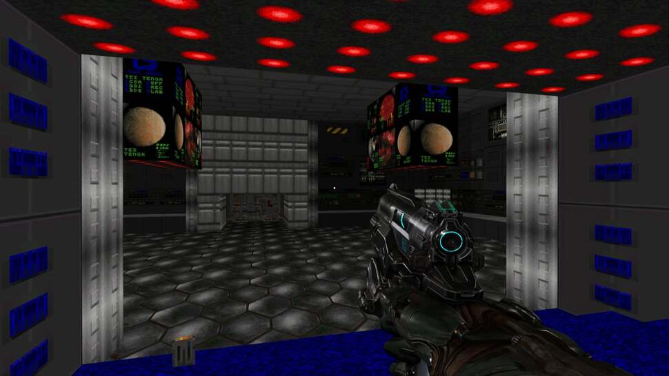 Doom includes a number of maps from the original Doom games. It's fascinating to see these maps presented in the new engine as while textures are suitably pixelated, the method in which the visuals are drawn is completely different