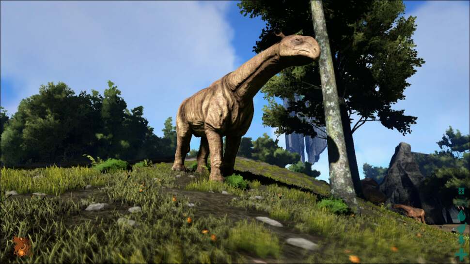 Image quality isn’t one of Ark's strong points. Currently the game renders in a native resolution around the 1088x612 mark, possibly a little higher. Visuals appear soft, while edges across foliage and distant geometry look rough