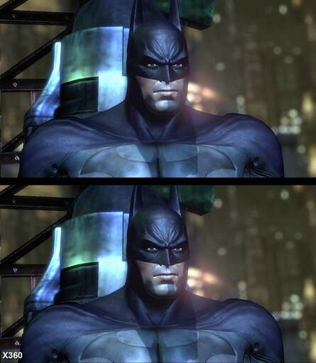 Here's how Xbox 360 and PlayStation 3 output Batman: Arkham City to 3DTVs. A 1280x1470 framebuffer is utilised, with 720p per eye top and bottom and 30 lines of blanking information between them. This is the first game we've seen to utilise the HDMI 1.4 spec on the Xbox 360.