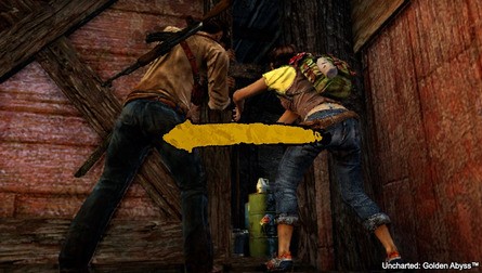 Touch-screen controls are used for most quick-time events and puzzles, with swiping the screen in the direction of a yellow arrow being the usual request. Gyrometer balance sections are included too, although we found this sensor was put to much better use for aiming.