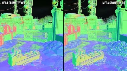Here's a diagnostic view of Mega Geometry on versus off in Gears of War: E-Day. 