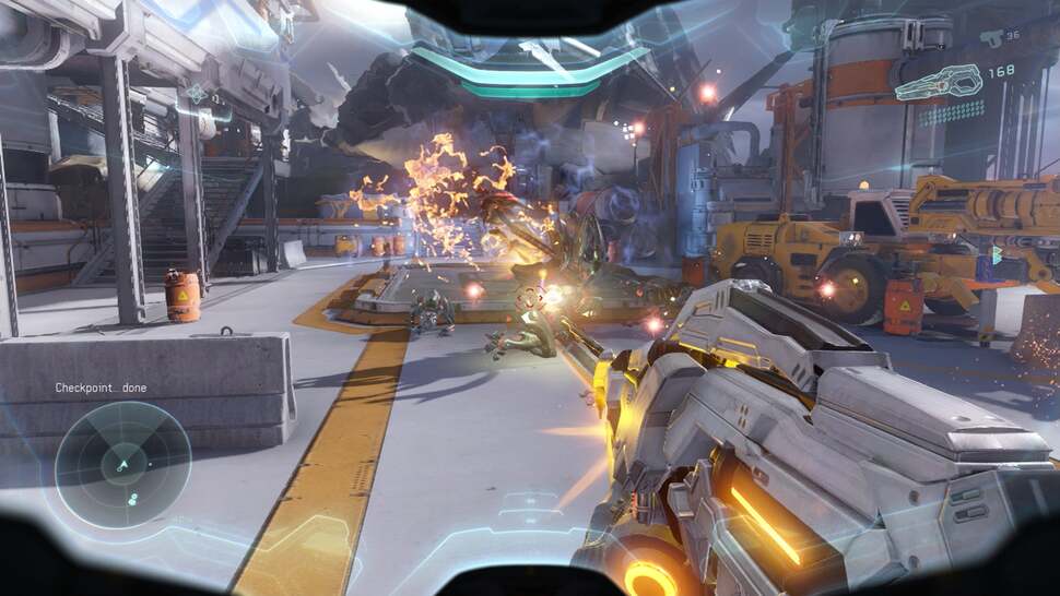 Post-process effects can give the impression of a lower resolution. We still see 1152x810 in this shot, but the blur from this explosion gives the impression of an even lower fidelity